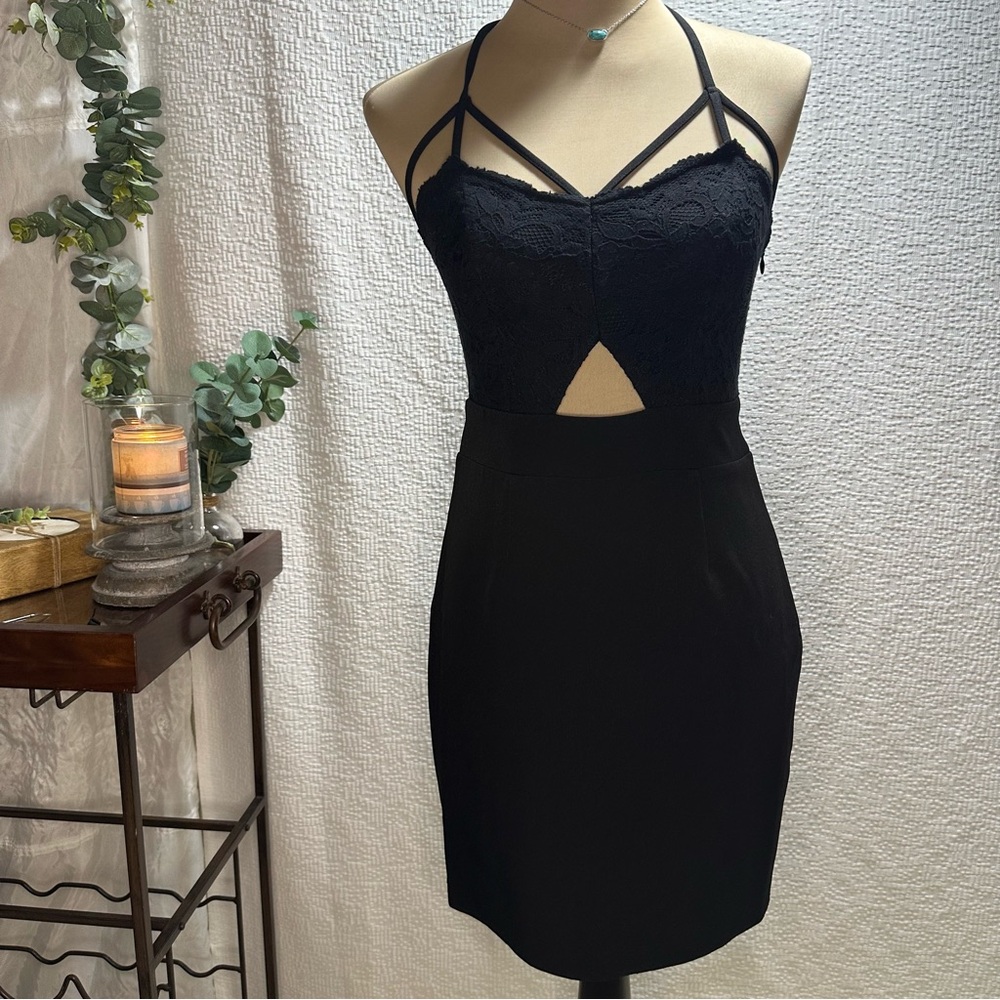 Express Black Lace Detail Strap Mini Dress Size 4